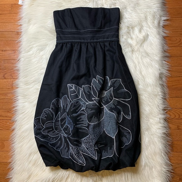 TIBI Floral Wool Embroidered Strapless Dress SZ.8 - Picture 4 of 6